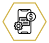 Icon of a cellphone, inside a hexagon - this icon is to represent FinTech and ICT industry