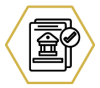 Icon of a building, inside a hexagon - this is to represent the Corporate Banking Industry